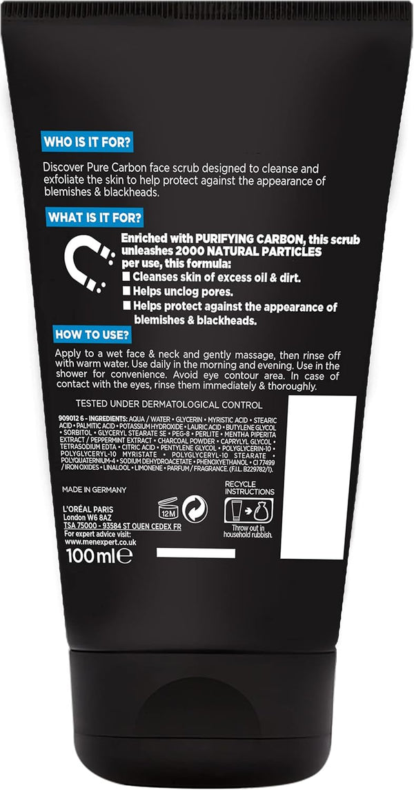 Loreal Paris Men Expert Pure Carbon Anti Blackhead Daily Face Scrub 100ml
