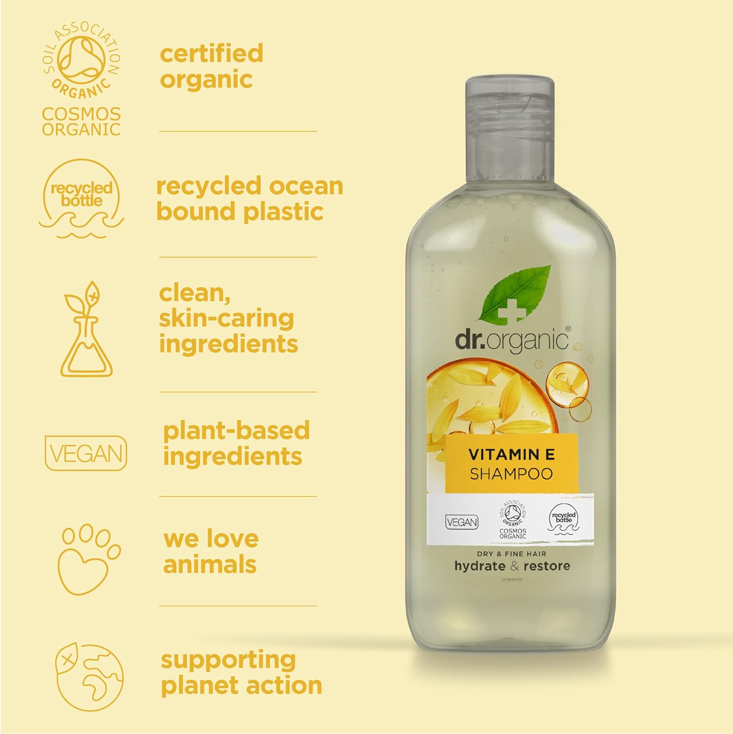 Dr Organic Hydrate And Restore Vitamin E Shampoo 265ml