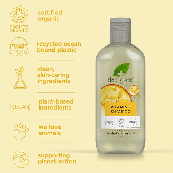 Dr Organic Hydrate And Restore Vitamin E Shampoo 265ml - Afro Hair Boutique