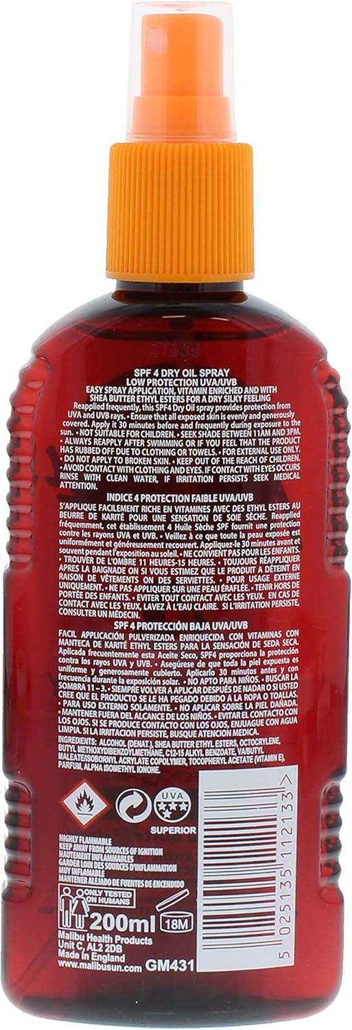 Malibu Dry Oil Spray With SPF4