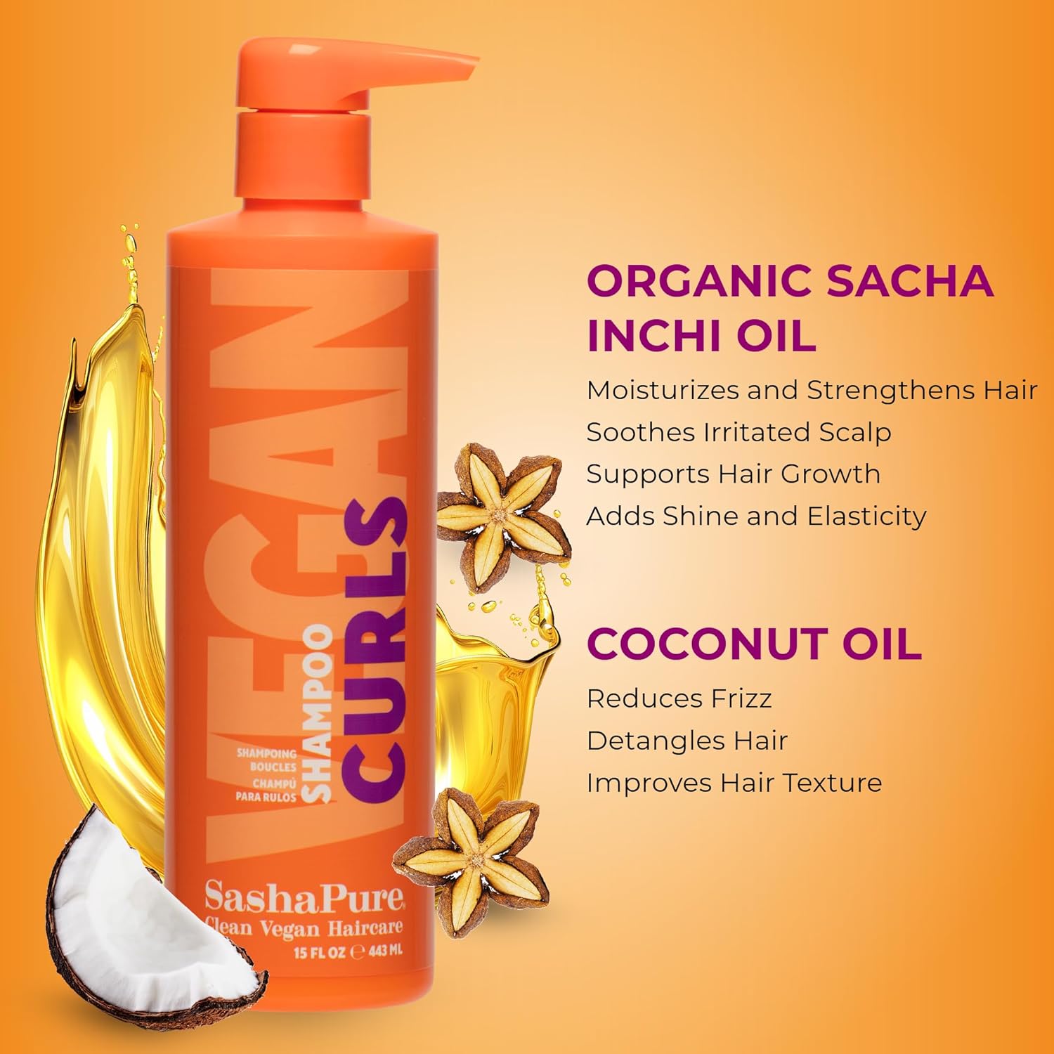 Sasha Pure Vegan Curls Shampoo 443ml