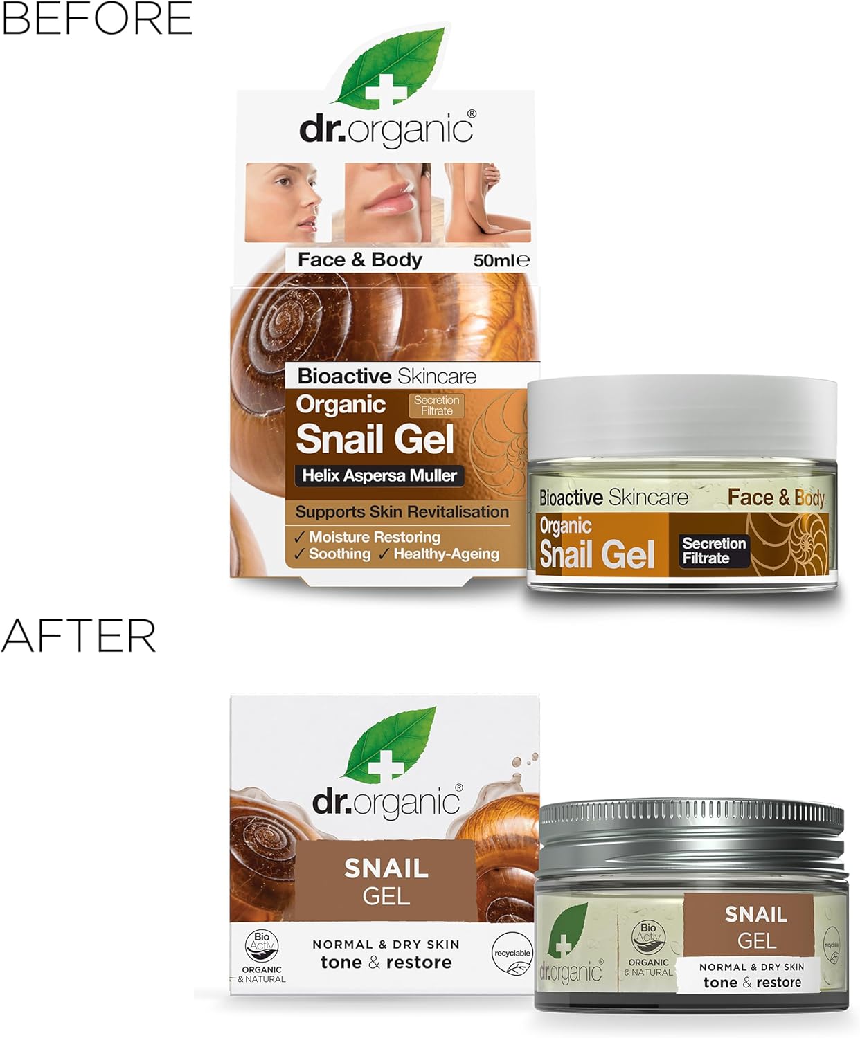 Dr Organic Tone And Restore Snail Gel 50ml