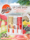 Malibu Lip Care Balm Trio Strawberry Vanilla And Tropical SPF3