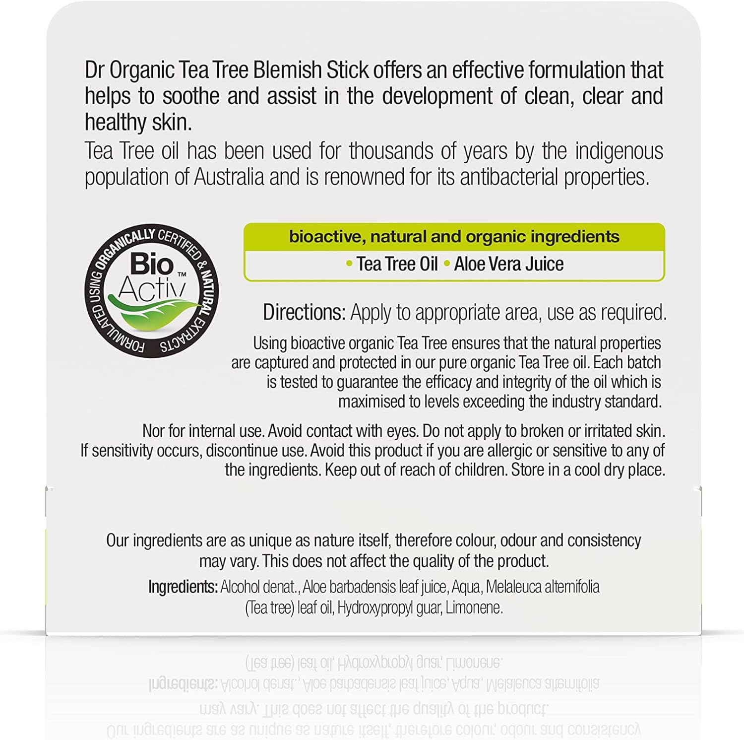 Dr Organic Bioactive Skincare Organic Tea Tree Blemish Stick 8ml