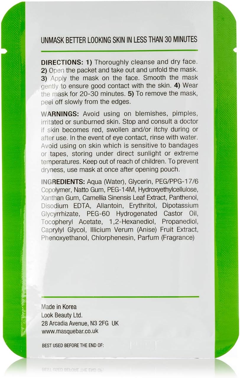 Masque Bar Green Tea Sheet Mask 21ml