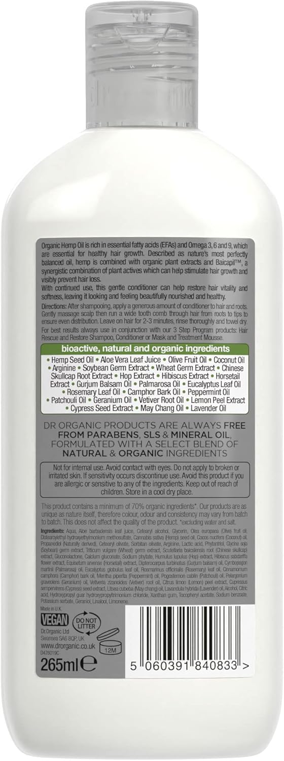 Dr Organic Dr Bioactive Haircare Organic Hemp Oil Rescue Shampoo 265ml