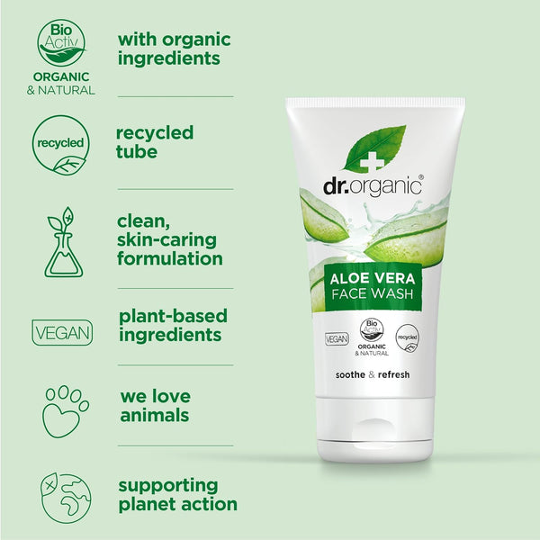 Dr Organic Organic Aloe Vera Face Wash 150ml - Afro Hair Boutique