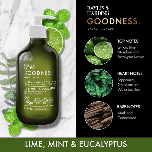 Baylis And Harding Goodness Lime Mint And Eucalyptus Natural Hand Body Lotion 500ml