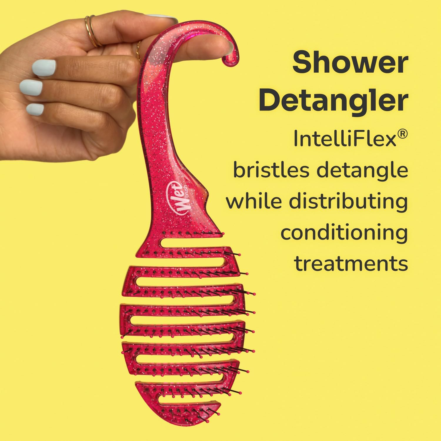 Wet Brush Shower Detangler Brush Black Glitter