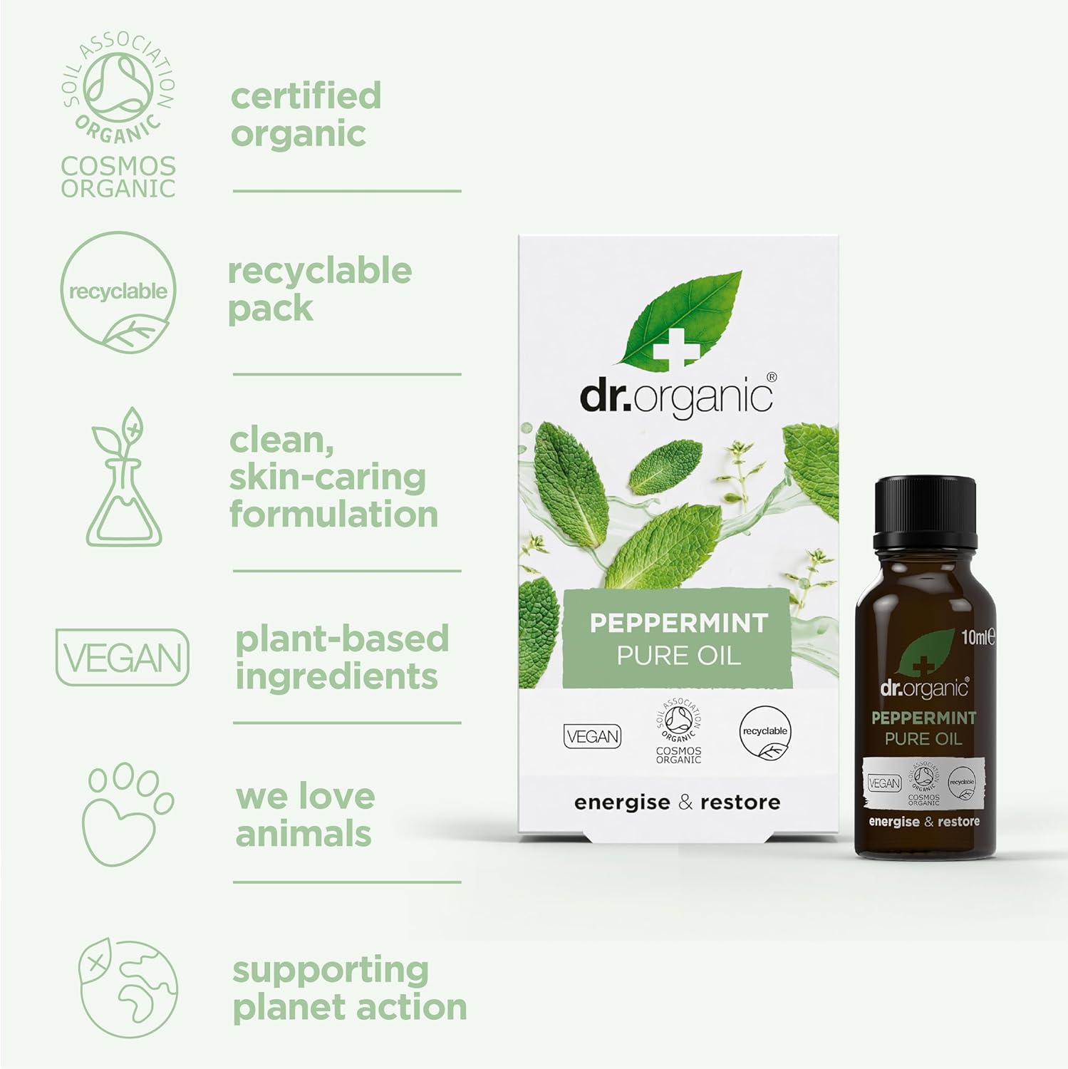 Dr Organic Energise And Restore Peppermint Oil 10ml