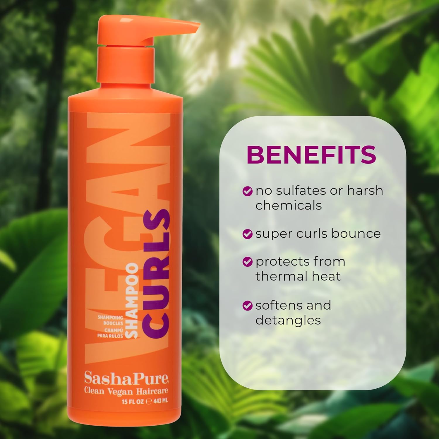 Sasha Pure Vegan Curls Shampoo 443ml