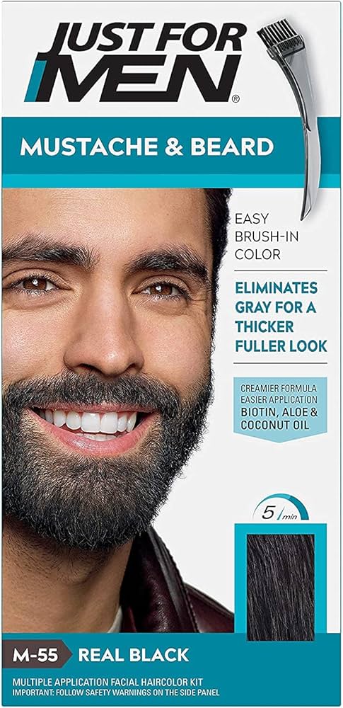 Combe International Just For Men Mustache & Beard Brush In Color Gel -Real black