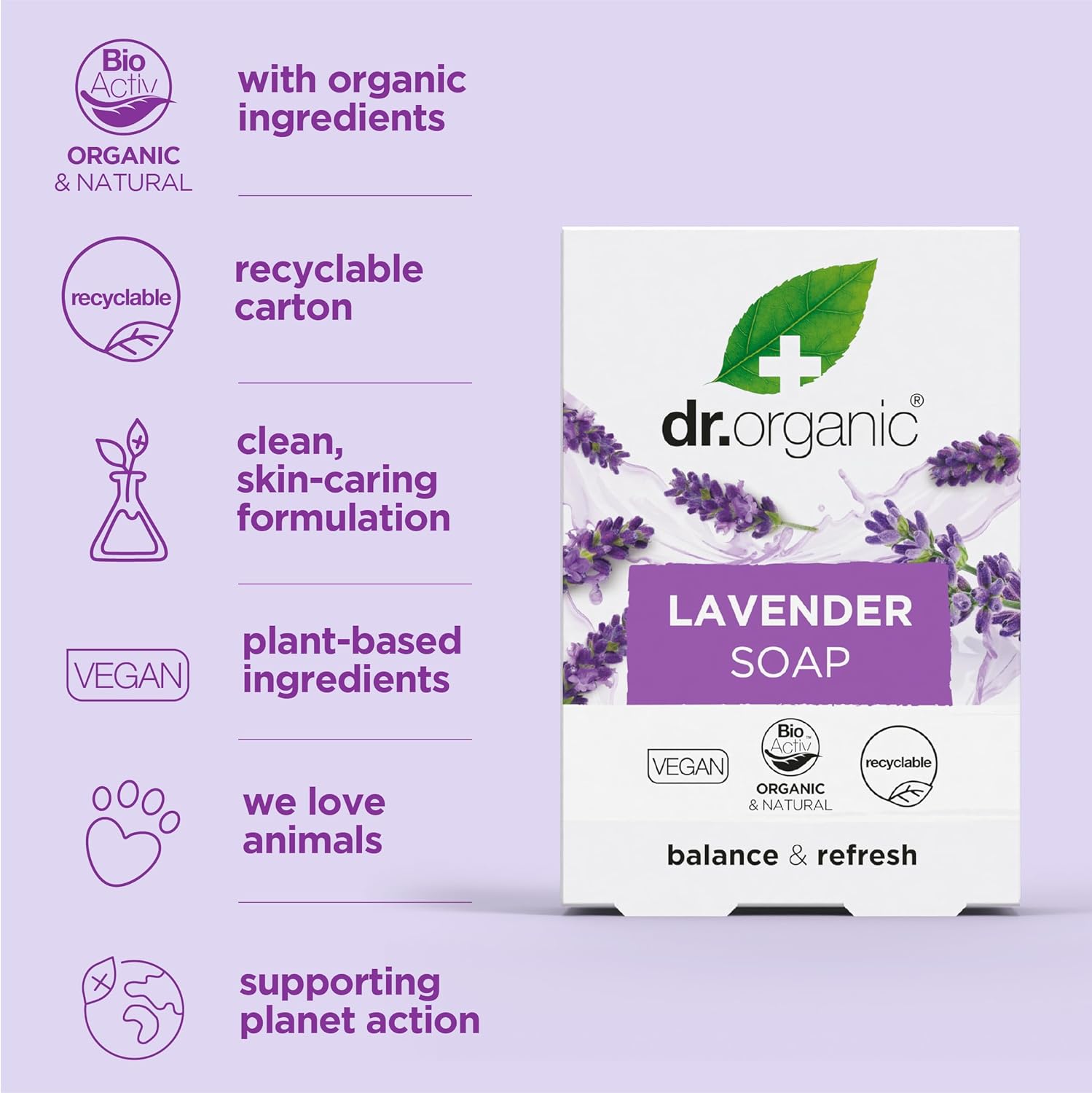 Dr Organic Organic Lavender Cleansing Soap 100g