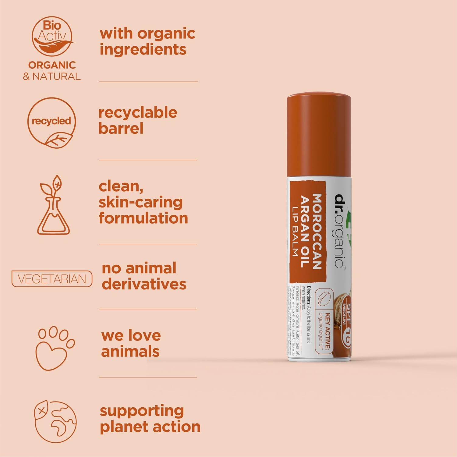 Dr Organic Bioactive Skincare Organic Moroccan Argan Oil Lip Balm 5.7ml