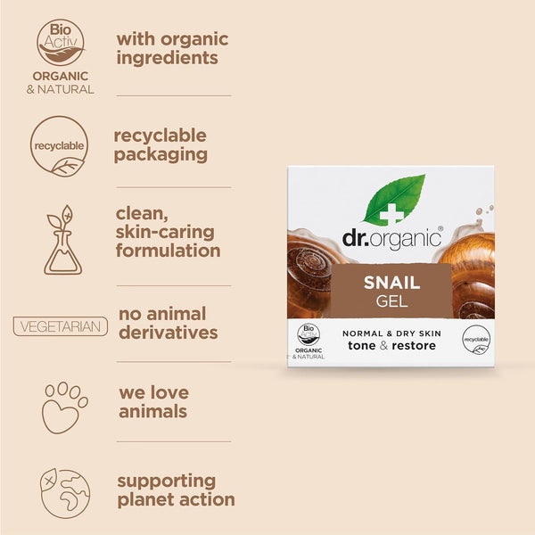 Dr Organic Tone And Restore Snail Gel 50ml