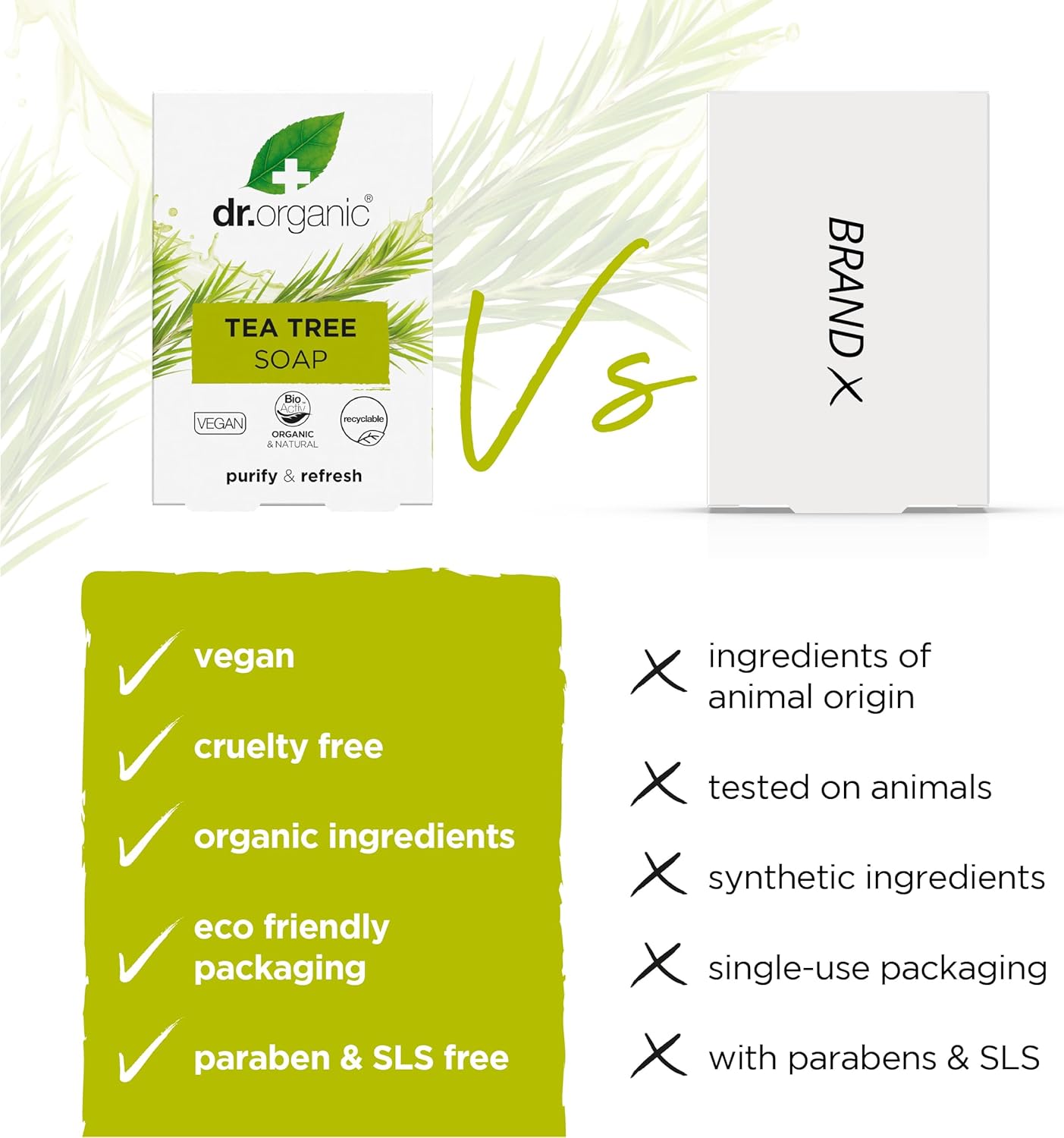 Dr Organic Bioactive Skincare Organic Tea Tree Soap 100g