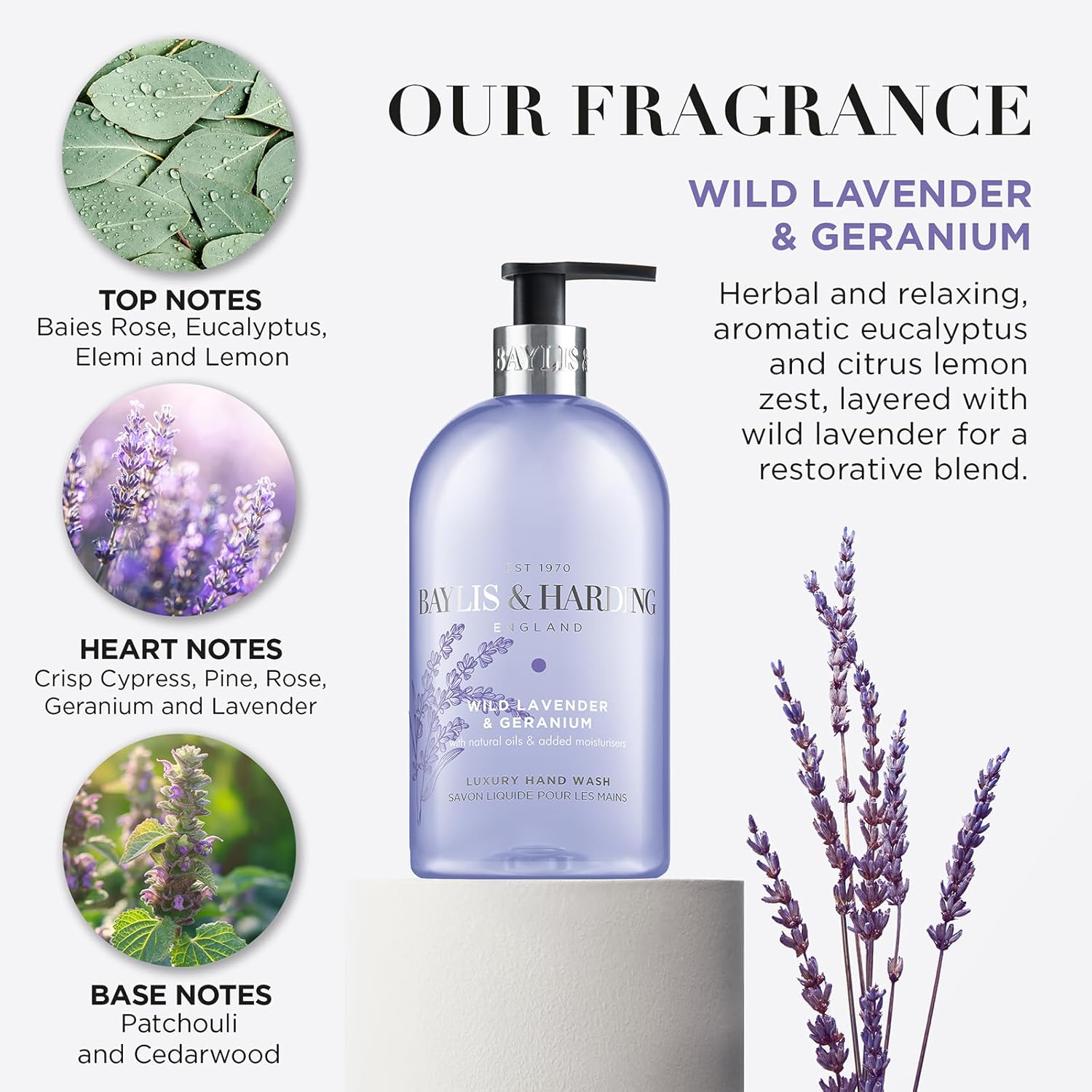 Baylis And Harding Wild Lavender And Geranium Luxury Hand Wash 500ml