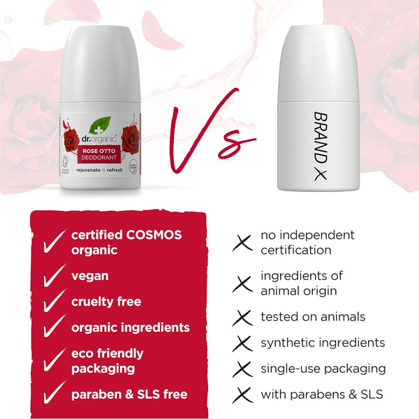 Dr Organic Bioactive Skincare Organic Rose Otto Deodorant Roll On - Afro Hair Boutique