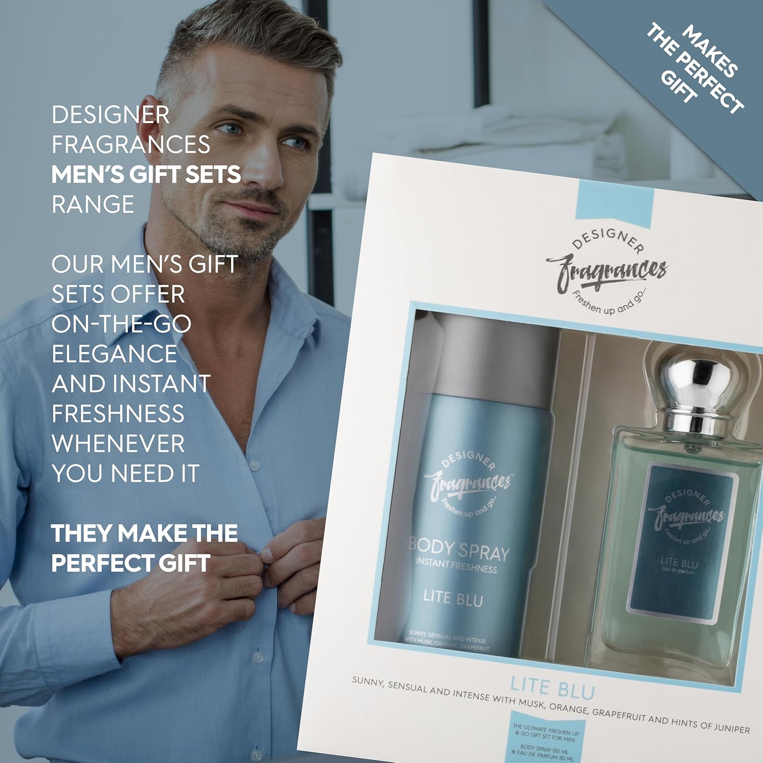 Design Essentials Designer Fragrances Lite Blu Men Twin Gift Set