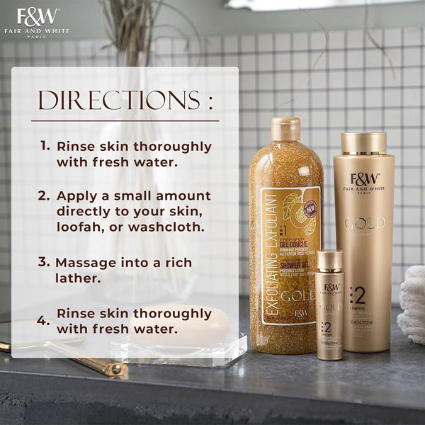 F & W Gold Ultimate Exfoliating Prepare Shower Gel - 940ml - Afro Hair Boutique