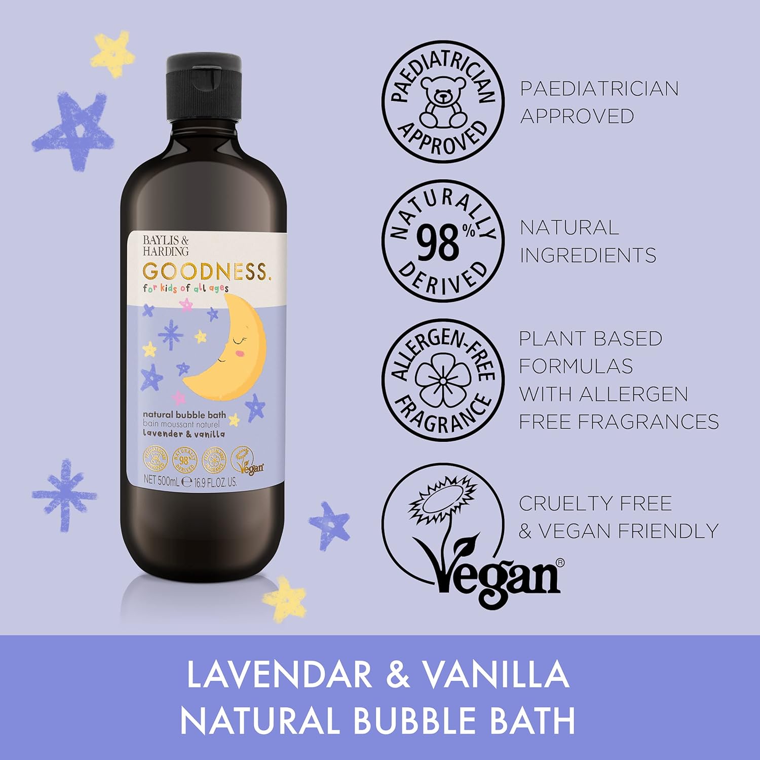 Baylis And Harding Goodness Kids Lavender And Vanilla Natural Bubble Bath 500ml