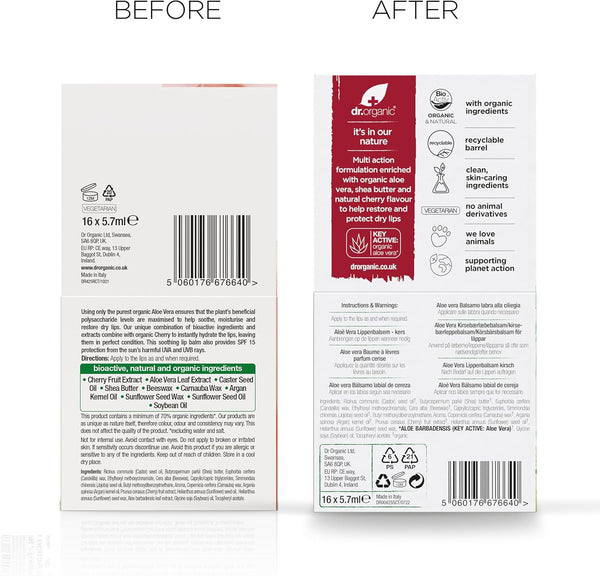 Dr Organic Plus Aloe Vera Cherry Lip Balm 5.7ml