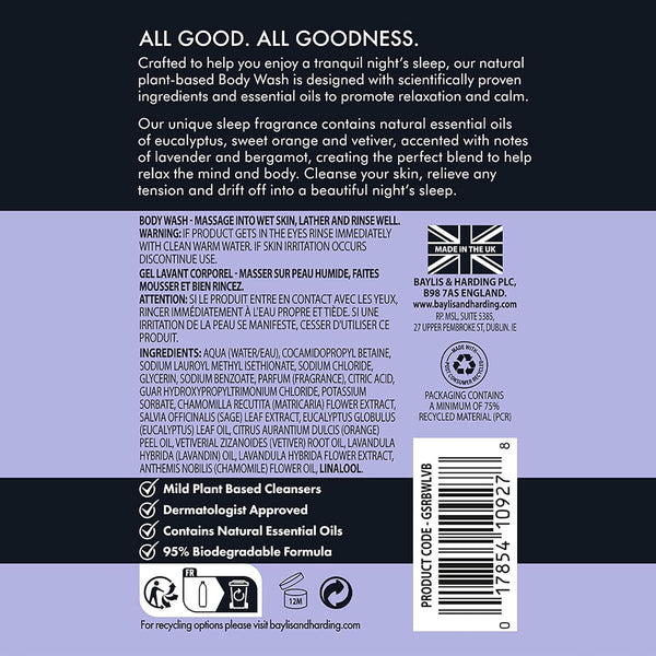 Baylis And Harding  Goodness Lavender And Bergamot Natural Body Wash 500ml