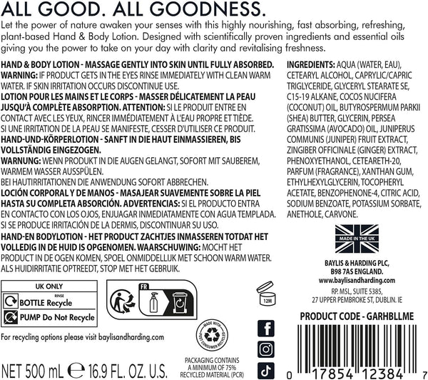 Baylis And Harding Goodness Lime Mint And Eucalyptus Natural Hand Body Lotion 500ml