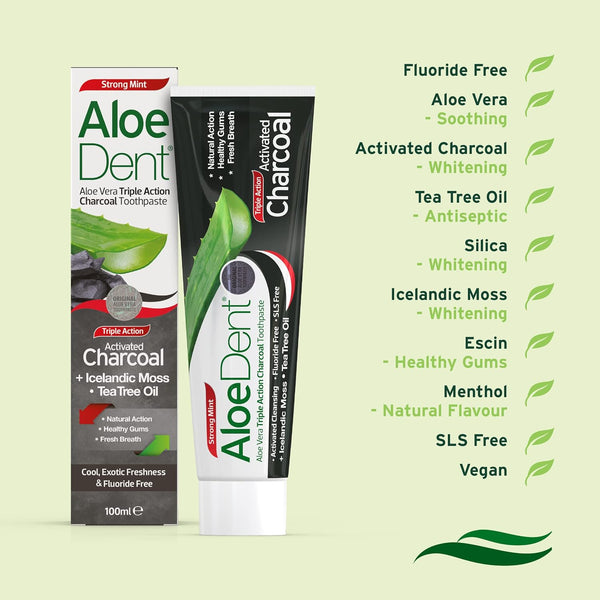 Aloe Dent Charcoal Toothpaste 100ml - Afro Hair Boutique