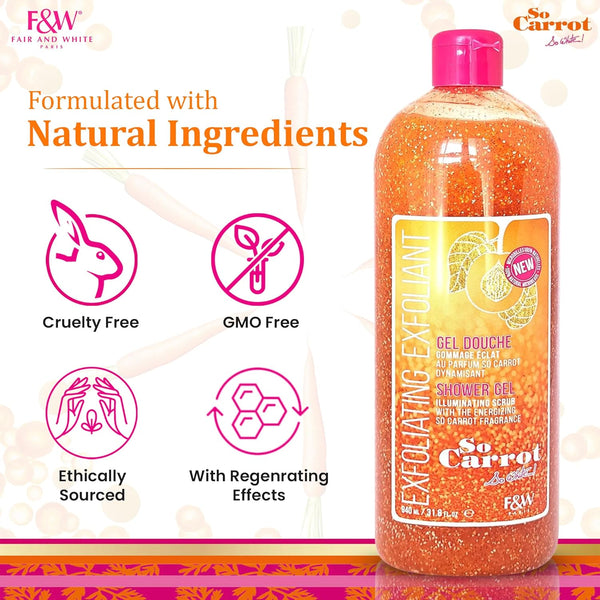 F And W So Carrot Exfoliating Exfoliant Illuminating Scrub Shower Gel 940ml - Afro Hair Boutique
