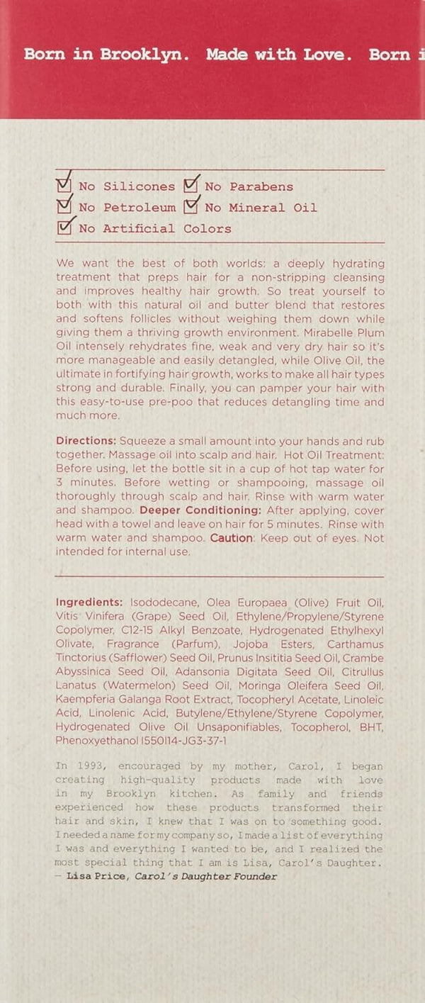 Carols Daughter Mirabelle Plum Healthy Growth Hair Oil Treatment 60ml