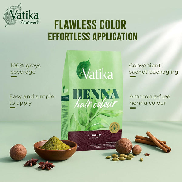 Dabur Vatika Dark Brown Henna Hair Colour Powder | NO AMMONIA - 60g