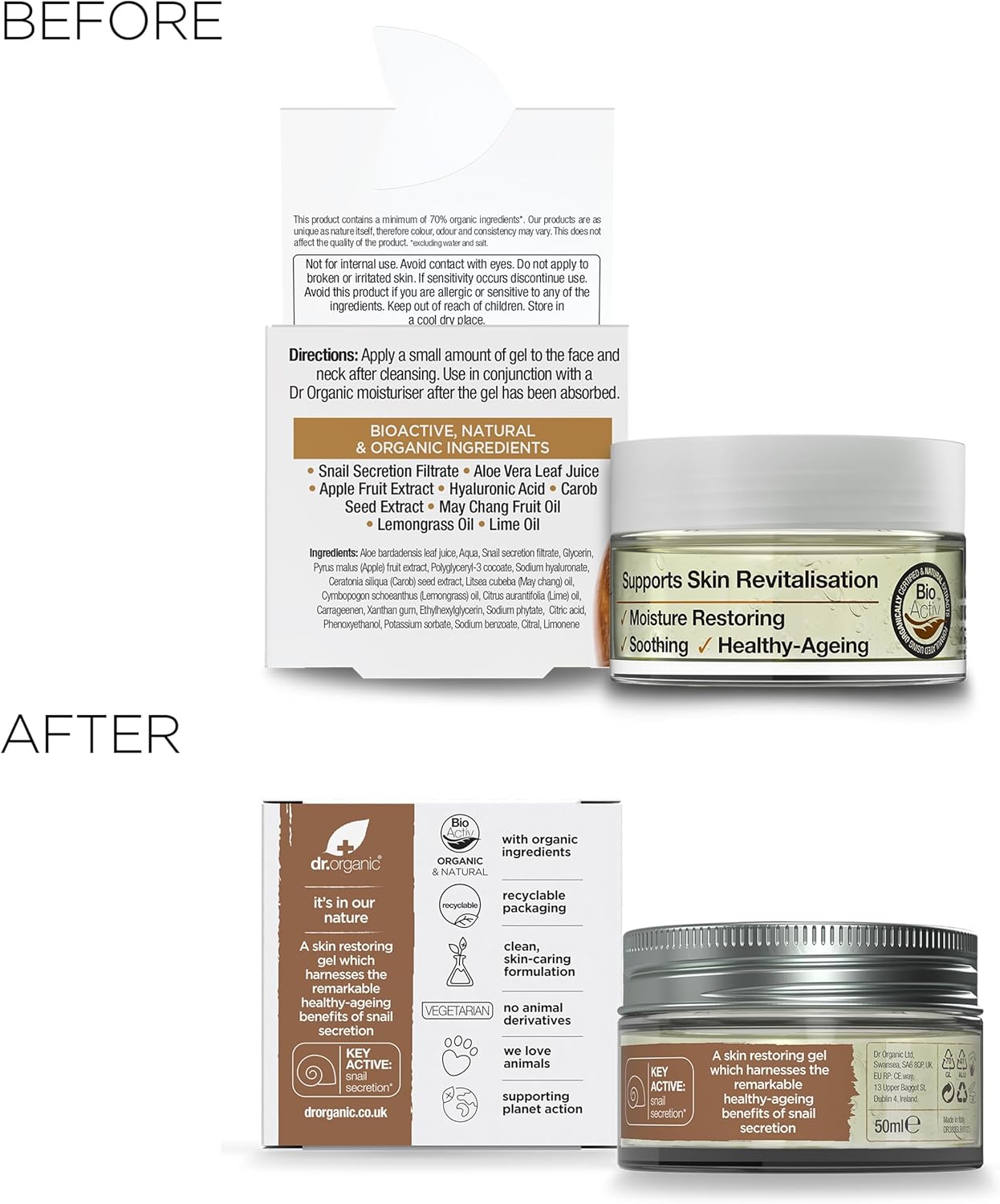 Dr Organic Tone And Restore Snail Gel 50ml