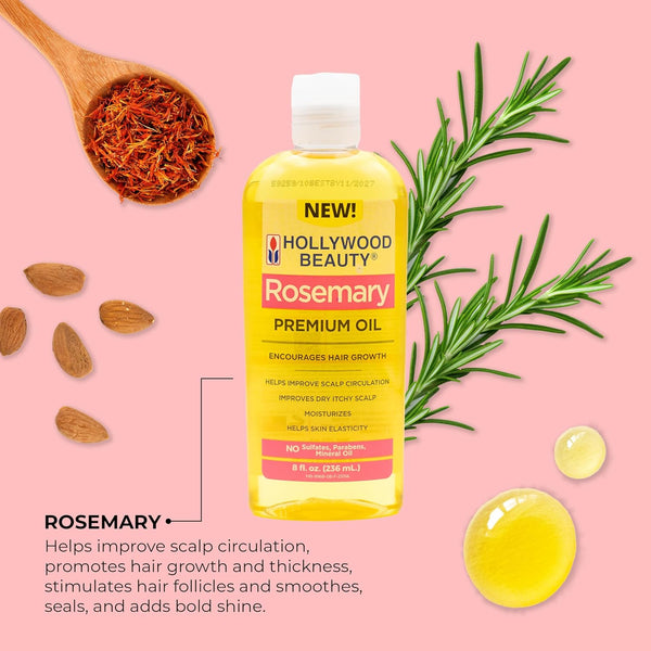 Hollywood Beauty Rosemary Premium Oil 236ml - Afro Hair Boutique