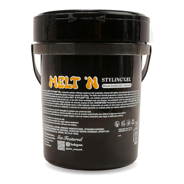 EBIN New York Melt N Black Castor Oil Keratin Styling Gel 480ml / 946ml / 2423ml - Afro Hair Boutique