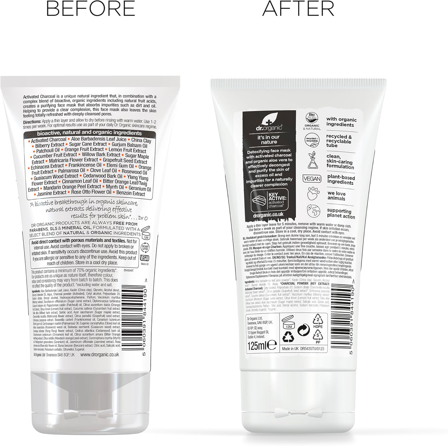 Dr Organic Organic Charcoal Face Mask 125ml - Afro Hair Boutique