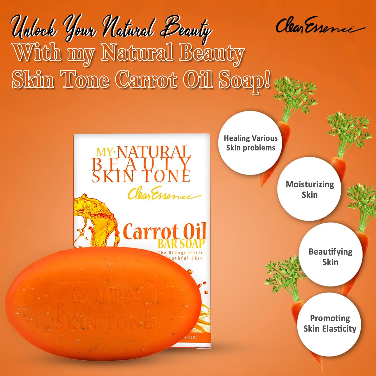 Clear Essence My Natural Beauty Skin Tone Carrot Oil Soap 173g
