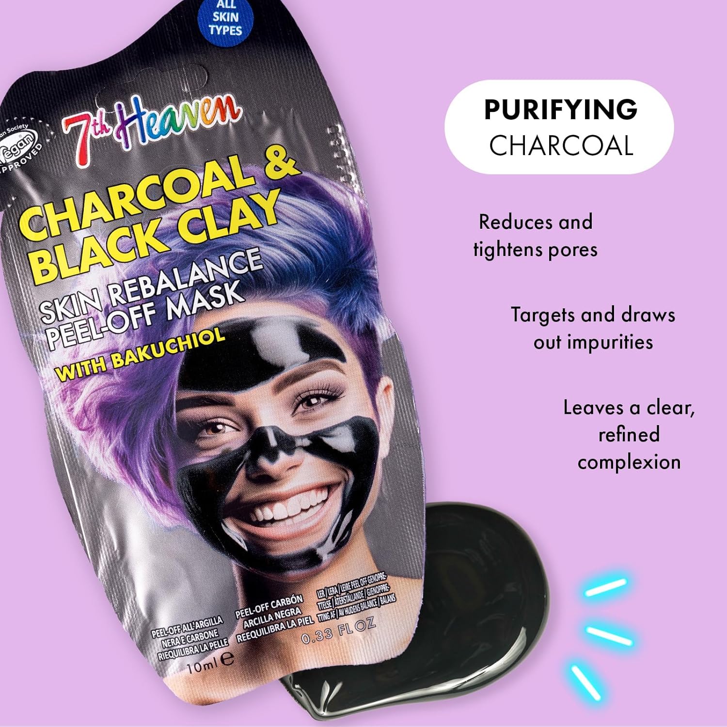 Montagne Jeunesse 7Th Heaven Charcoal And Black Clay Skin Rebalance Peel Off Mask