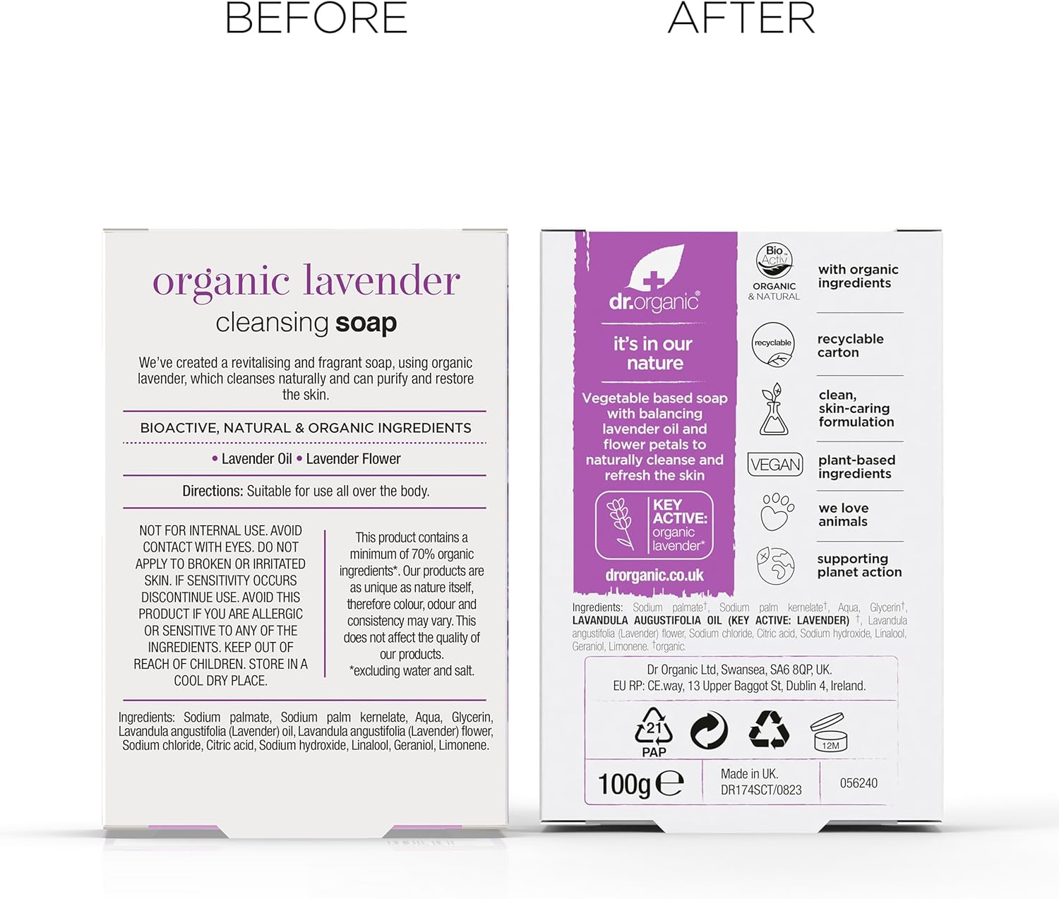 Dr Organic Organic Lavender Cleansing Soap 100g