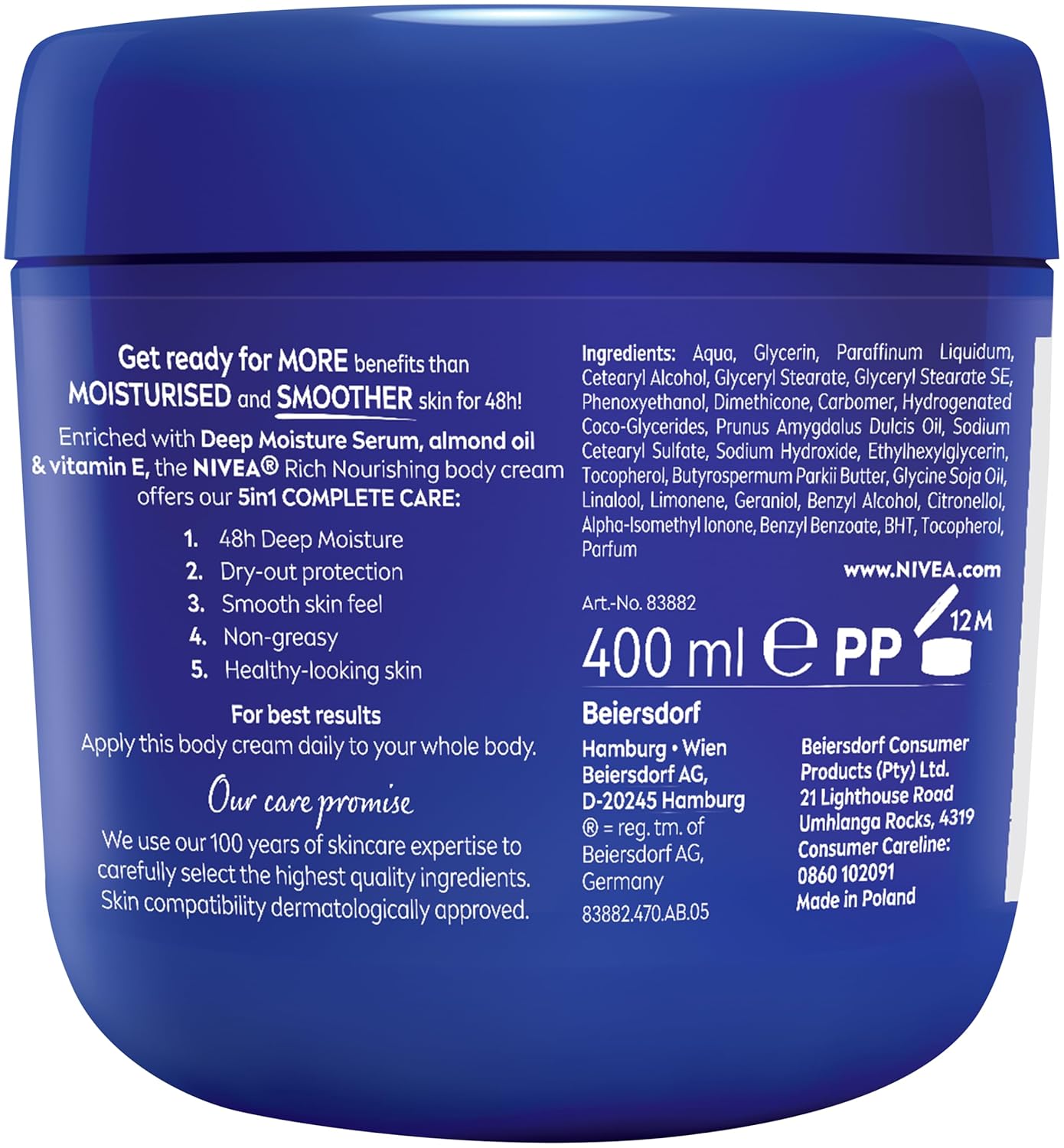 Nivea Rich Nourishing Body Cream with deep moisture serum & almond oil 400ml