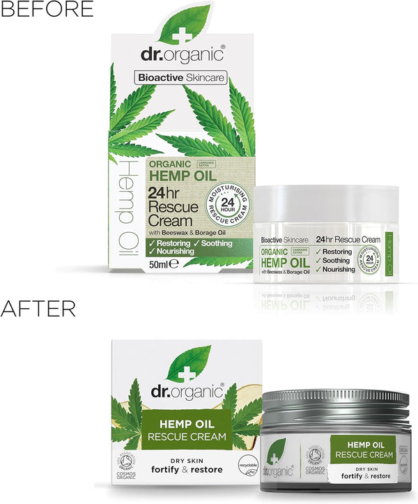 Dr Organic Bioactive Skincare Hemp Oil Rescue Cream 50ml - Afro Hair Boutique