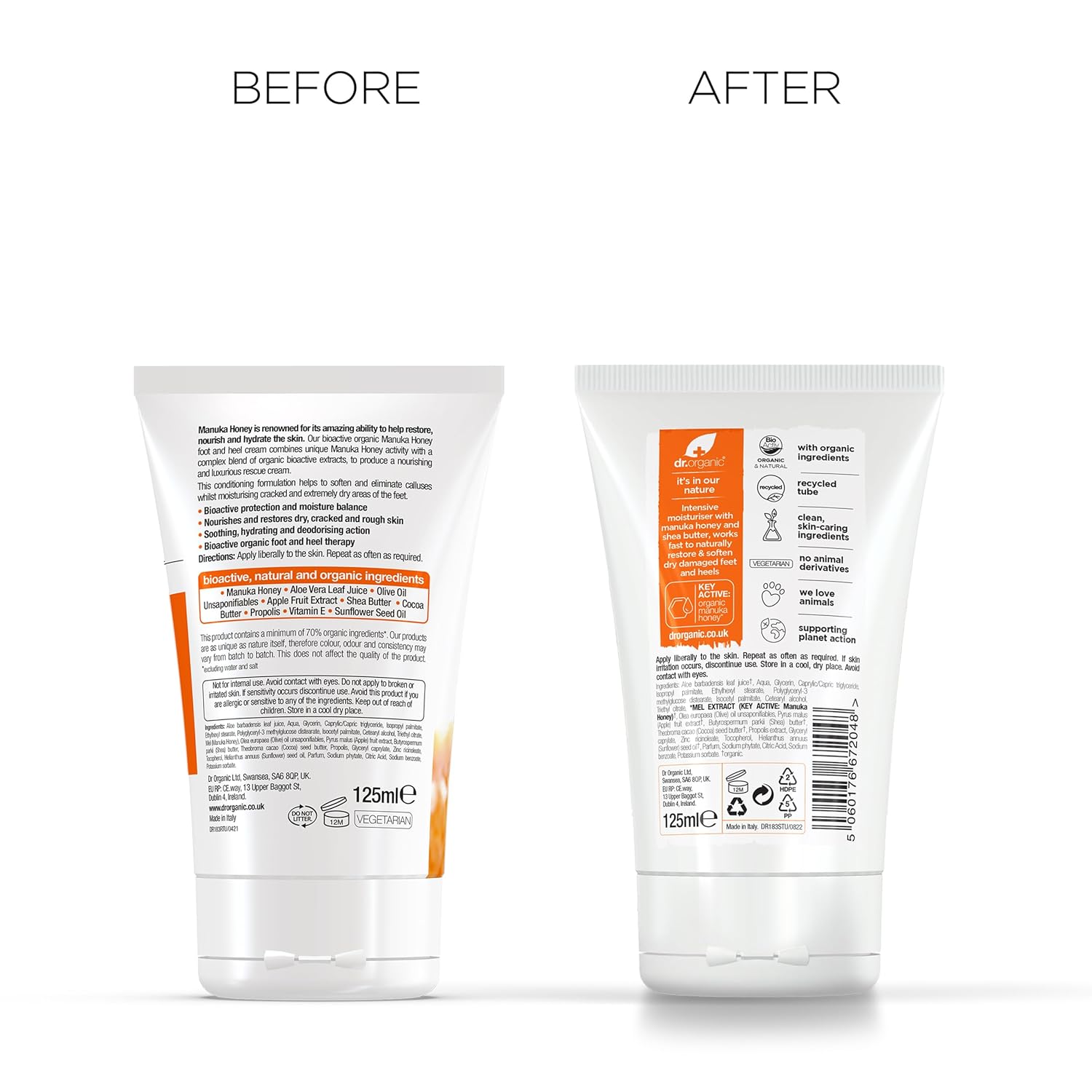Dr Organic Manuka Honey Restore And Soften Foot And Heel Cream 125ml