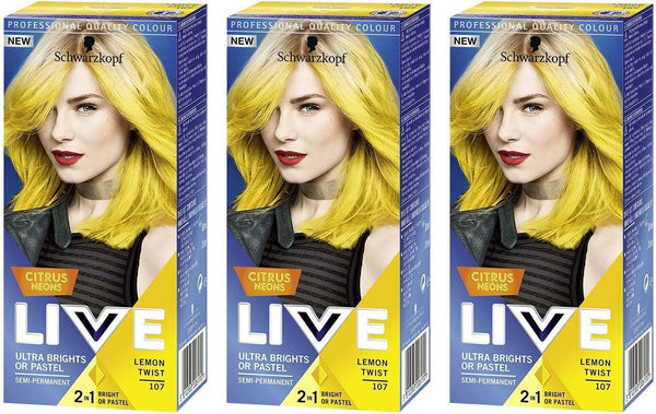 Schwarzkopf Live Ultra Brights / Pastel Semi Permanent Hair Dye, 107 Lemon Twist - Afro Hair Boutique
