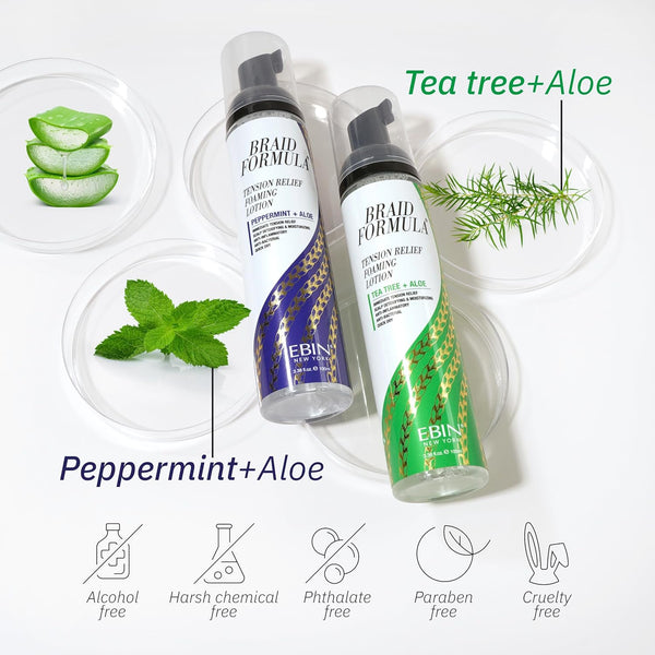 EBIN NewYork Braid Formula Tension Relief Foaming Lotion Peppermint & Aloe 250ml