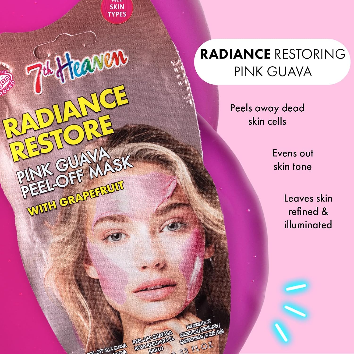 Montagne Jeunesse 7Th Heaven Radiance Restore Pink Guava Peel Off Mask - Afro Hair Boutique