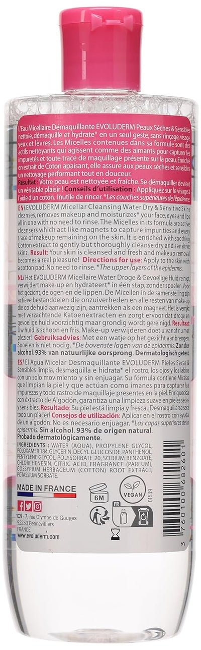 Evoluderm Sensitive Skin Micellar Cleansing Water 100ml / 500ml