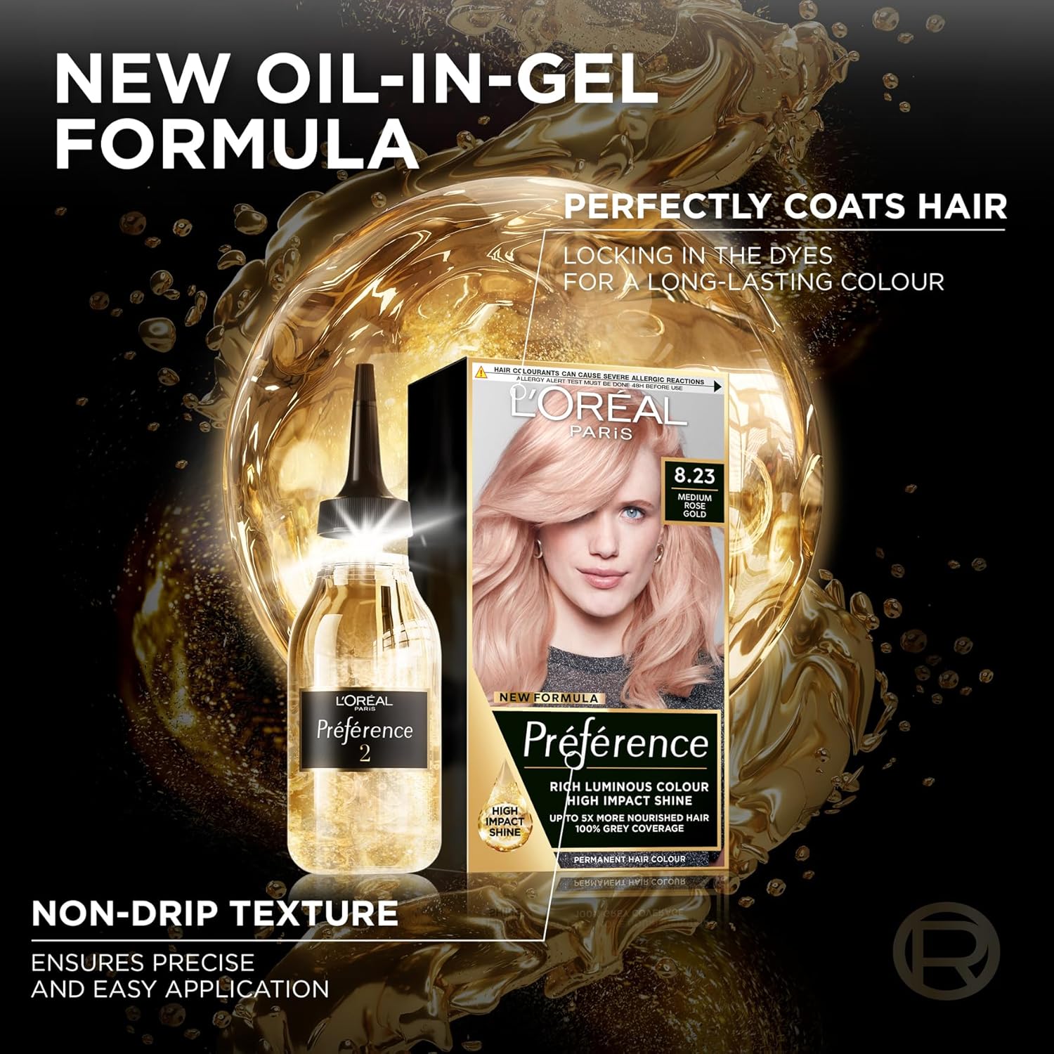 Loreal Paris Preference Permanent Color 8.23 Medium Rose Gold