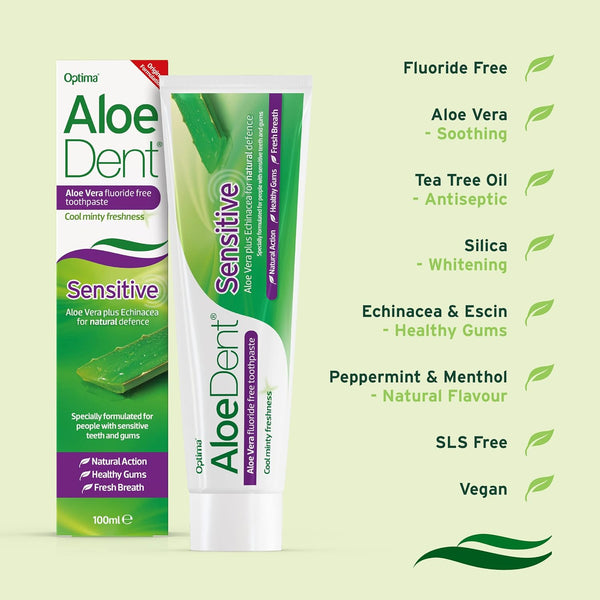 Aloe Dent Sensitive Aloe Vera Fluoride Free Toothpaste 100ml - Afro Hair Boutique