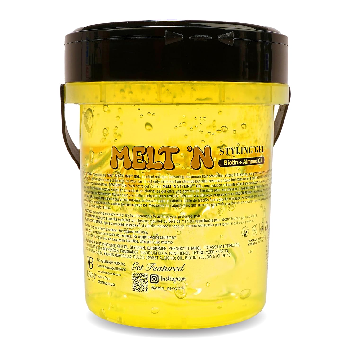 EBIN New York Melt N Biotin Almond Oil Styling Gel 480ml / 946ml / 2423ml
