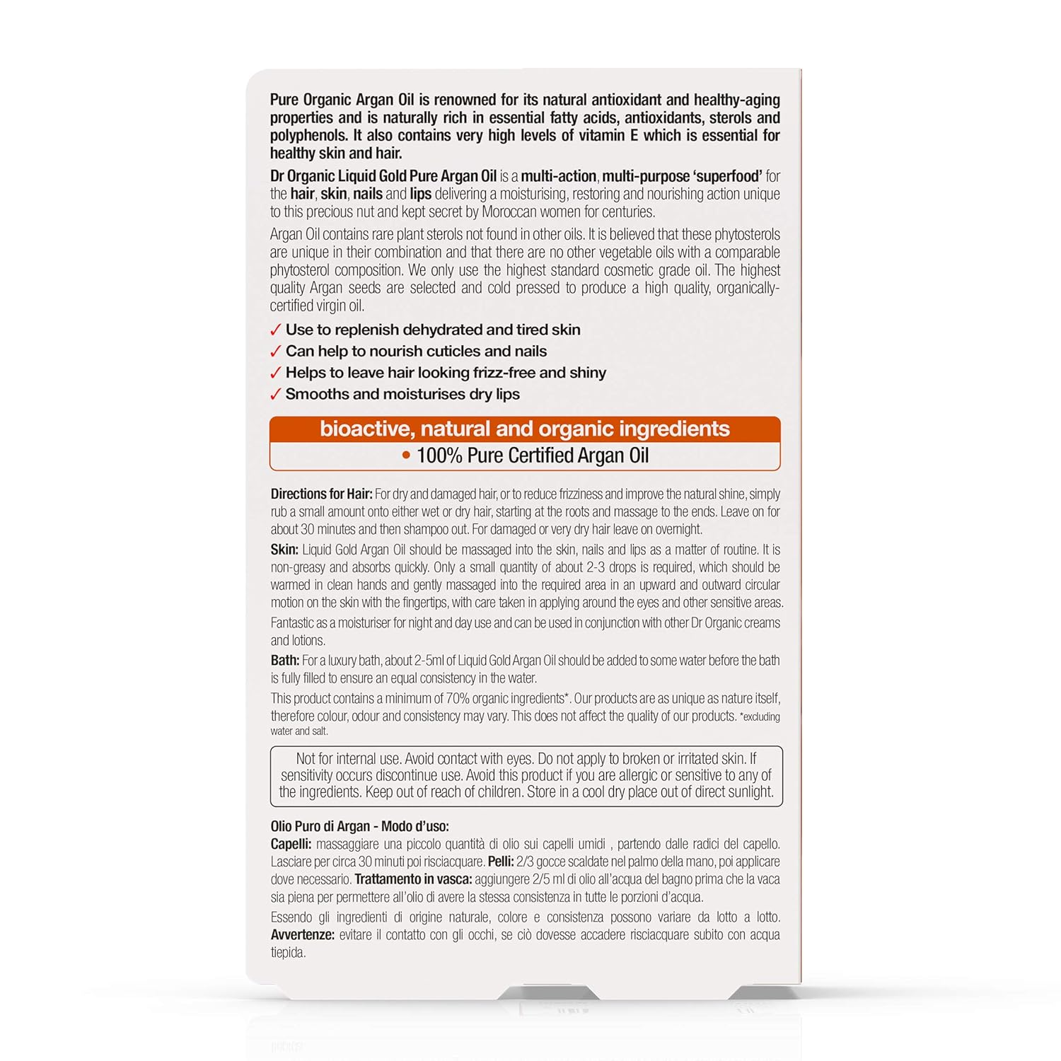 Dr Organic Bioactive Skincare Organic Moroccan Argan Multi Purpose Pure Oil 50ml